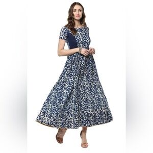 Indian virasat Blue and White Floral Dress